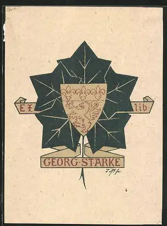 Exlibris Georg Starke, Blätter mit Greif