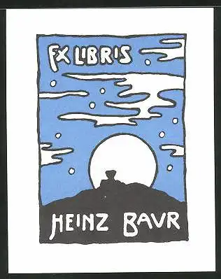 Exlibris Heinz Bavr, Mond mit Wolken