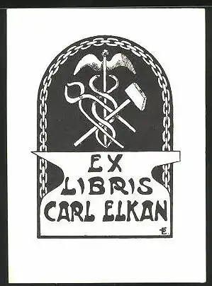 Exlibris Carl Likan, Hammer, Zange