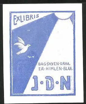 Exlibris J. D. N., Taube und Sonnenstrahl