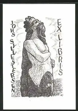 Exlibris Josh Syllestersen, König mit langem Bart