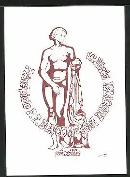 Exlibris P.F. Boncompagnie Ludivisi, Akt-Statue mit Tuch