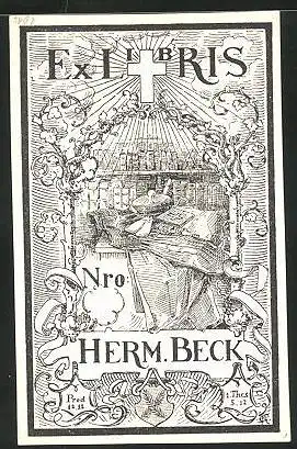 Exlibris Herm. Beck, Bücherregal