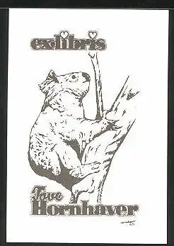 Exlibris Tove Hornhaver, Koalabär klettert auf Baum