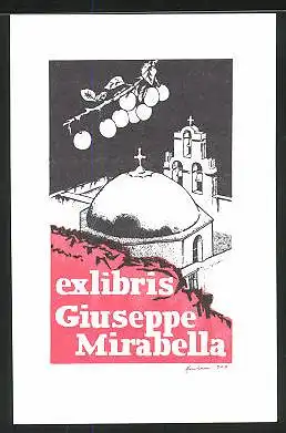 Exlibris Giuseppe Mirabella, Kirche mit Rundkuppel