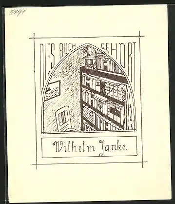 Exlibris Wilhelm Janke, Bücherregal
