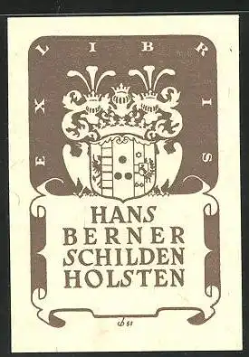 Exlibris Hans Berner Schilden Holsten, Wappen mit Adlern