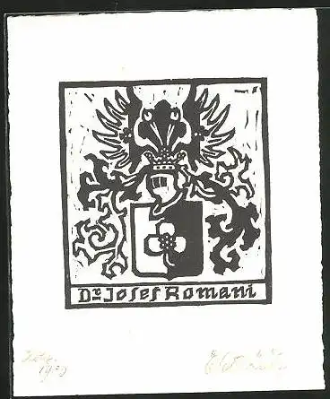 Exlibris Dr. Josef Romani, Wappen