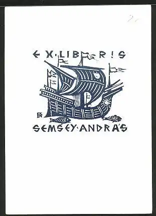 Exlibris Semsey Andras, Segelschiff