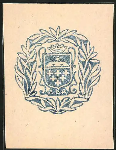 Exlibris A. d. R., Wappen und Rankengewächs