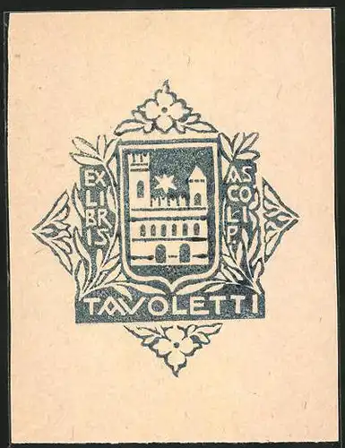 Exlibris Tavoletti, Wappen mit Burg