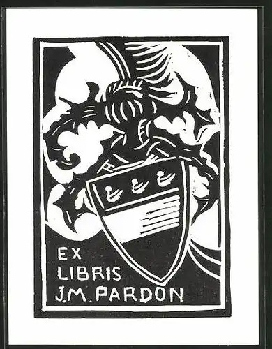 Exlibris J. M. Pardon, Wappen mit Ritterhelm