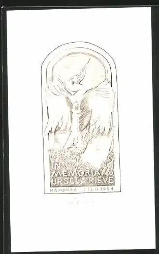 Exlibris Ursula Rieve, Hamburg, Pelikan im Buch
