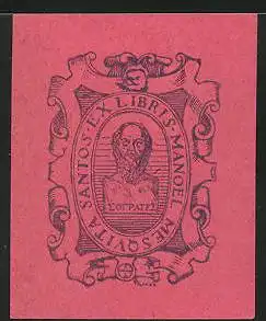 Exlibris Manoel Mesqvita Santos, Büste des Sokrates