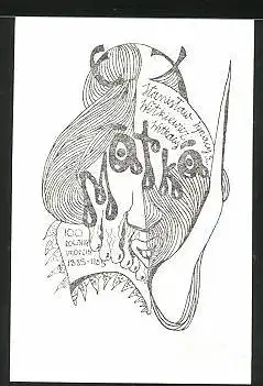 Exlibris L. F. Witkowski, entfremdetes Gesicht