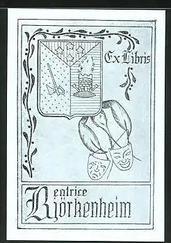 Exlibris Beatrice Björkenheim, Wappen mit Burgturm und Sternen
