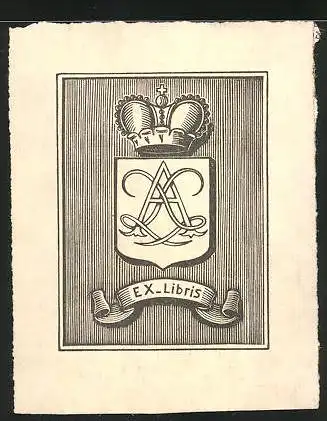 Exlibris Wappen mit Initialen AX und Krone