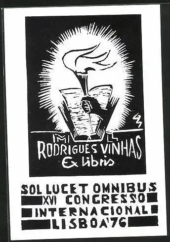Exlibris Rodrigues Vinhas, Lisabon, Olympische Fackel, Congresso International Lisboa 1976