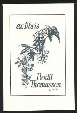 Exlibris Bodil Thomassen, Strauch mit Blüten