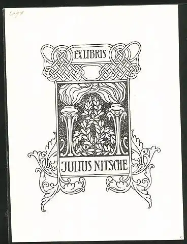 Exlibris Julius Nitsche, Wappen mit Fackeln