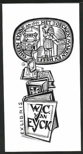 Exlibris W. Jc. van. Eyck, Buchdrucker & Bücher