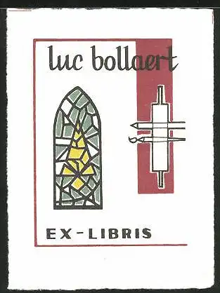 Exlibris Luc Bollaert, Künstler, Mosaik-Fenster