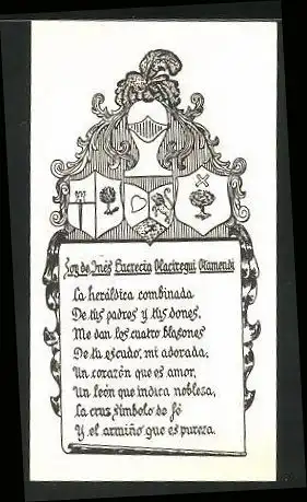 Exlibris Olaciregui, Buenos Aires, Wappen mit Ritterhelm