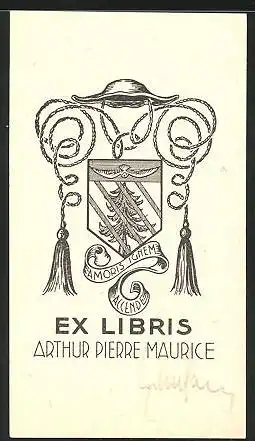 Exlibris Arthur Pierre Maurice, Wappen mit Tannenbaum