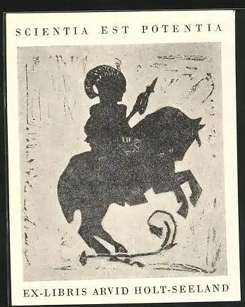 Exlibris Arvid Holt-Seeland, Ritter zu Pferde