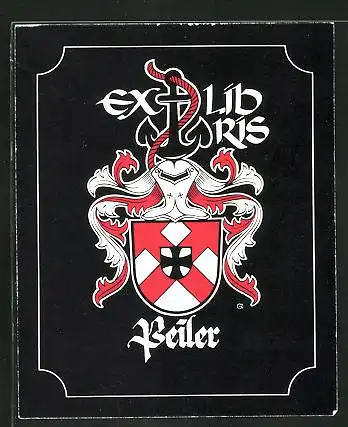 Exlibris Peiler, Wappen mit Kreuz und Anker