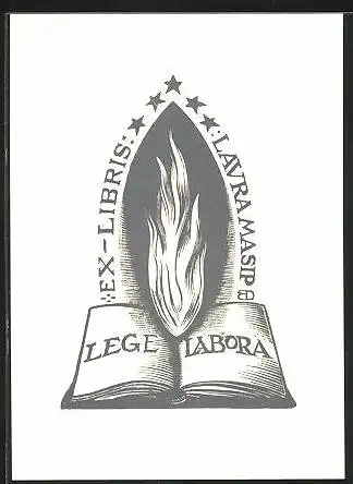 Exlibris Lavra Masip, Flammendes Buch