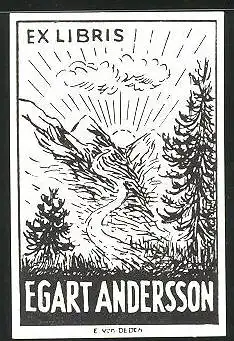 Exlibris Egart Andersson, Sonnenaufgang in den Bergen