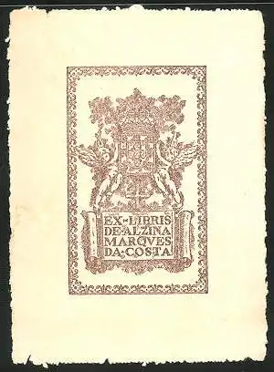 Exlibris Marques da Costa, Wappen das Engel halten