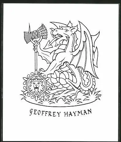 Exlibris Geoffrey Hayman, Drache mit Speer