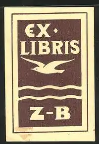 Exlibris Z. B., Möwe beim Flug
