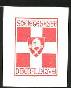 Exlibris Societe Suisse, D`Héraldique, Wappen mit Ritterhelm