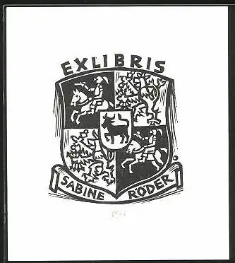 Exlibris Sabine Röder, Wappen mit Reiter