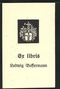 Exlibris Ludwig Bassermann, Wappen mit Mann und Brezel