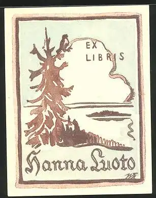 Exlibris Hanna Luoto, Landschaft mit Wolken