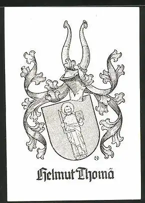 Exlibris Helmut Thomä, Wappen mit Ritterhelm und Jesus