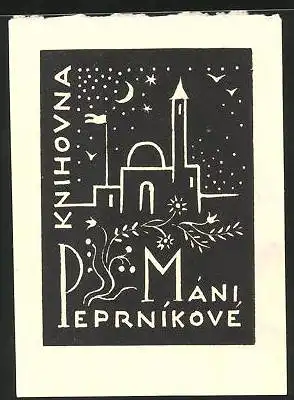Exlibris Máni Peprníkove, Ort bei Nacht