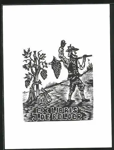 Exlibris J. De Belder, Winzer bei der Weinlese