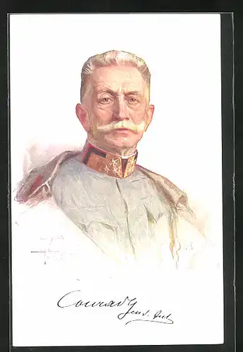 Künstler-AK Porträt Heerführer Conrady in Uniform