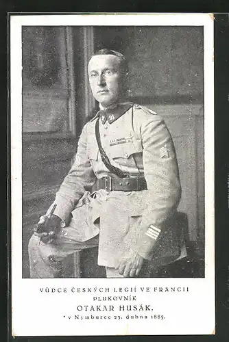 AK Porträt Otakar Husàk in Uniform, tschechischer Legionär
