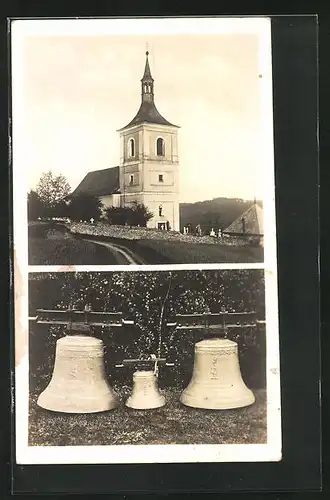AK Letarovice u Cesk Dubu, Sveceni zvonu 1933, Kirche und Glocken