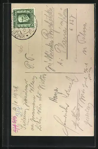 AK Chata u. pramene Vltavy, Ortspartie mit Berghütte