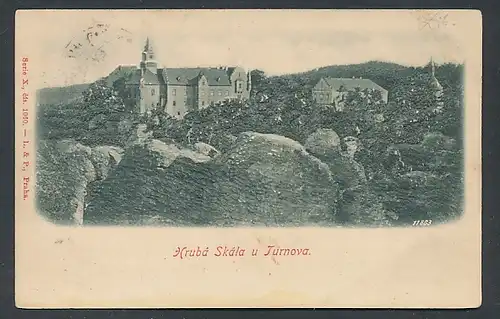 Relief-AK Hruba Skala, Schloss auf dem Berg