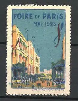 Reklamemarke Paris, Foire 1925, Besucher auf dem Messegelände