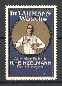 Reklamemarke Dr. Lahmann-Wäsche, Alleinige Fabrik H. Heinzelmann, Reutlingen, Herr im Unterhemd