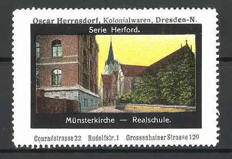 Reklamemarke Serie Herford, Münsterkirche und Realschule